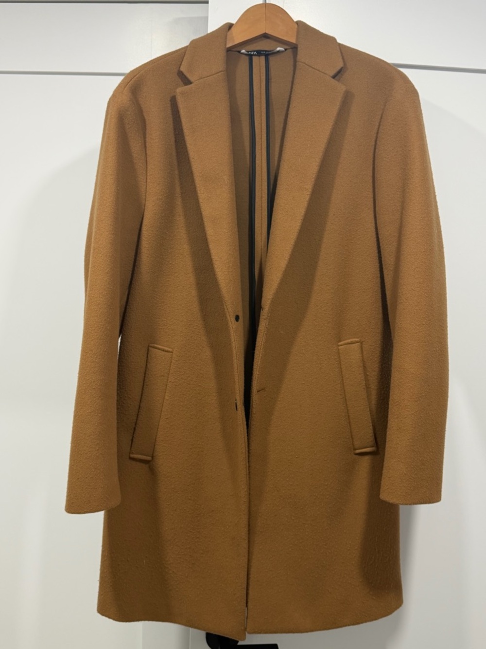 Zara Camel Brown Single-Breasted Men's Pea Coat